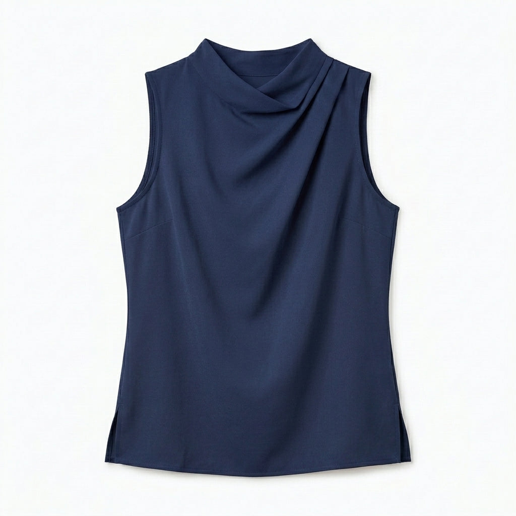 Cotyviux™ Women’s Sculpted Neck Sleeveless Blouse – Elegant Work Top, Summer Office Shell & Dressy Casual Tank
