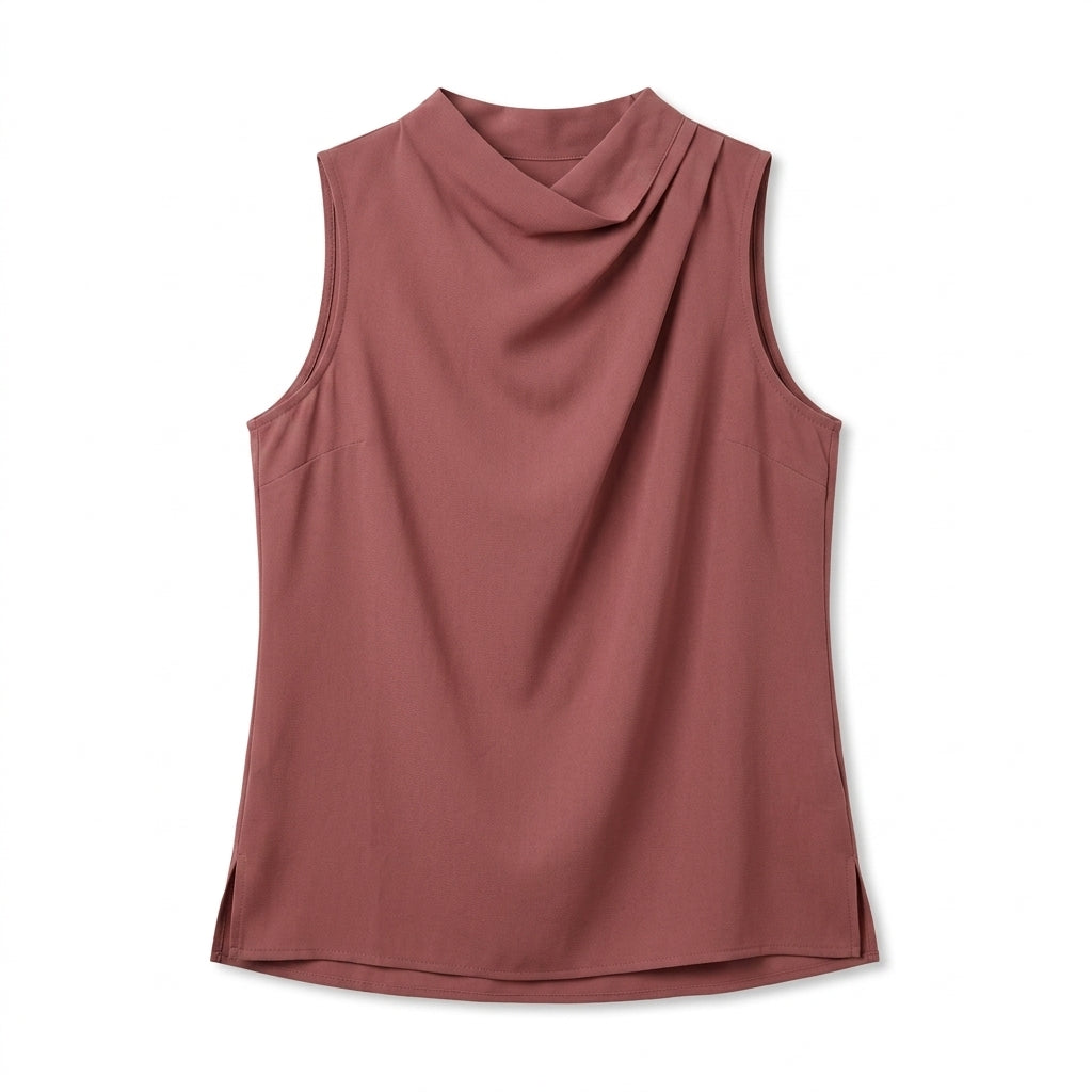Cotyviux™ Women’s Sculpted Neck Sleeveless Blouse – Elegant Work Top, Summer Office Shell & Dressy Casual Tank