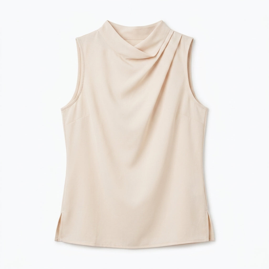 Cotyviux™ Women’s Sculpted Neck Sleeveless Blouse – Elegant Work Top, Summer Office Shell & Dressy Casual Tank