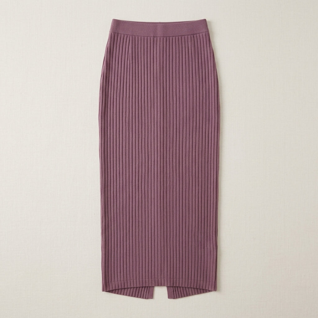 Cotyviux™ Women’s Ribbed Column Midi Skirt – Stretch Knit Summer Skirt, Elegant Pull-On Workwear & Travel Essential