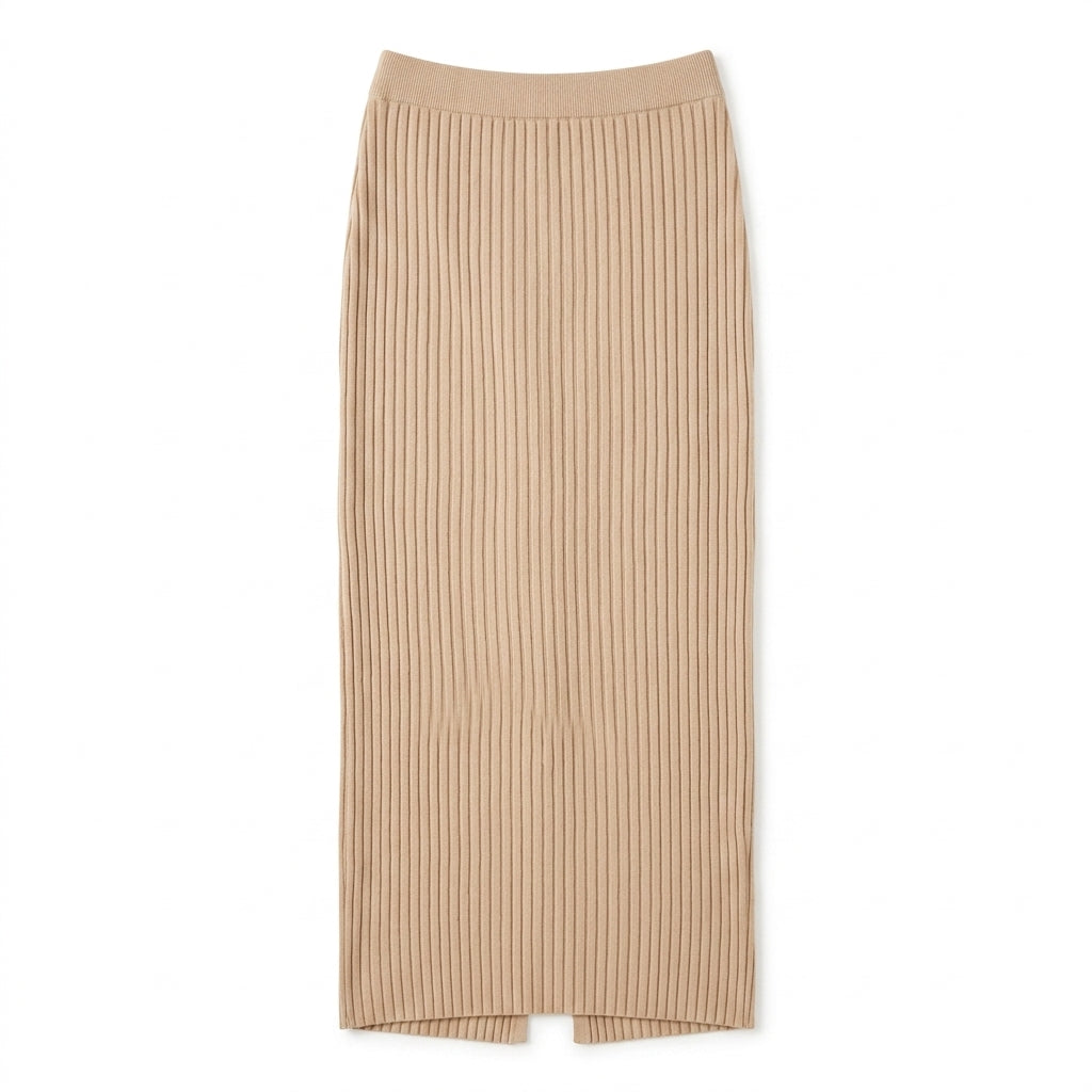 Cotyviux™ Women’s Ribbed Column Midi Skirt – Stretch Knit Summer Skirt, Elegant Pull-On Workwear & Travel Essential