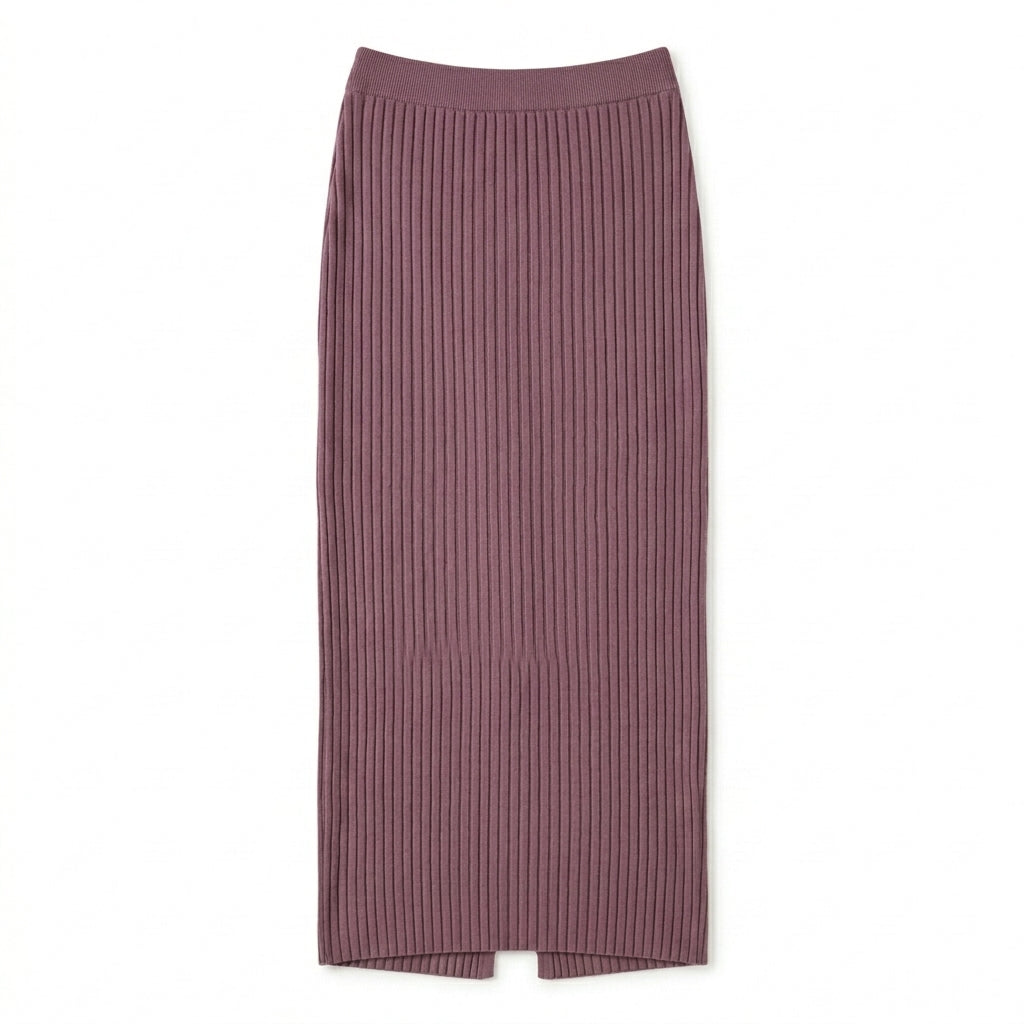 Cotyviux™ Women’s Ribbed Column Midi Skirt – Stretch Knit Summer Skirt, Elegant Pull-On Workwear & Travel Essential