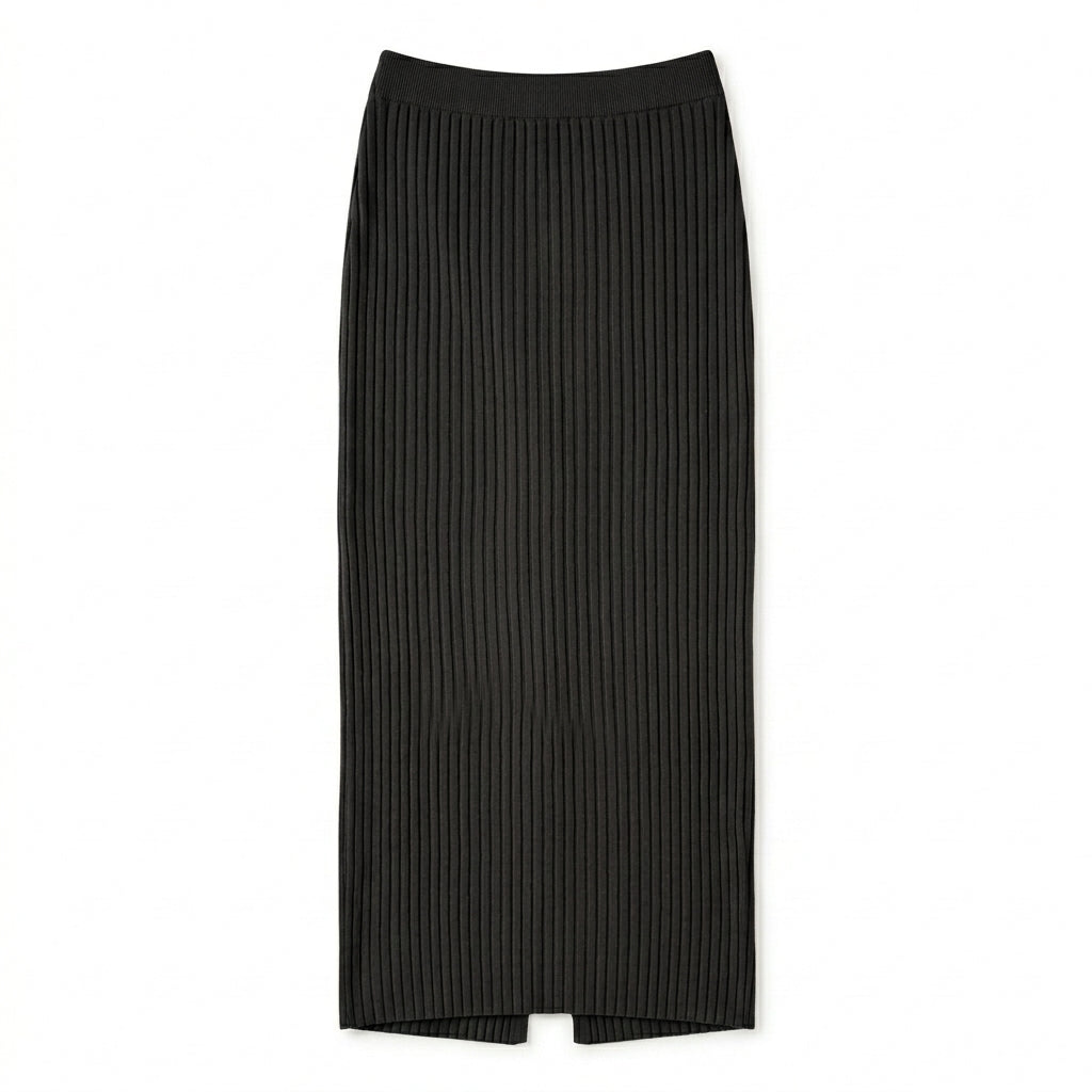 Cotyviux™ Women’s Ribbed Column Midi Skirt – Stretch Knit Summer Skirt, Elegant Pull-On Workwear & Travel Essential