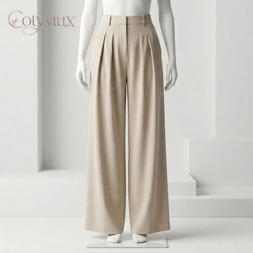 Cotyviux™ Women’s Pleated Wide-Leg Pants – High-Waisted Summer Trousers, Lightweight Office Pants & Dressy Casual Slacks